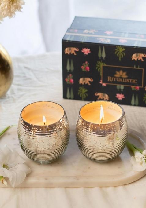 Set Of 2 Rose Scented Candle