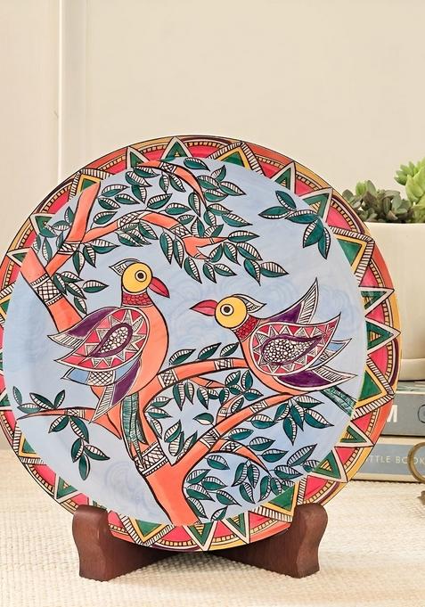 Madhubani Single Wall Plate 10 Inch With Stand Aesthetic Room Decor