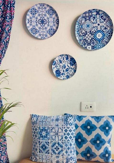 Set Of 3 Portuguese Madhubani Wall Plates For Home And Wall Decor