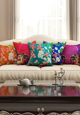 Multicoloured Set Of 5 16 X 16 Square Cushion Covers