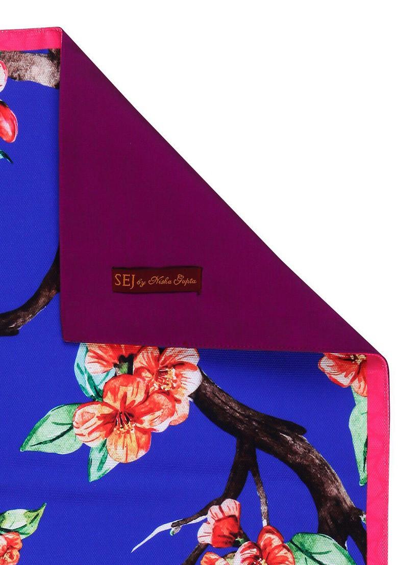 Set Of 6 Pink Printed Cotton Table Placemats And Runner