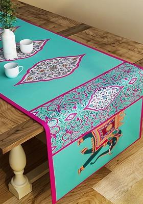 Green And Pink Printed Table Runner