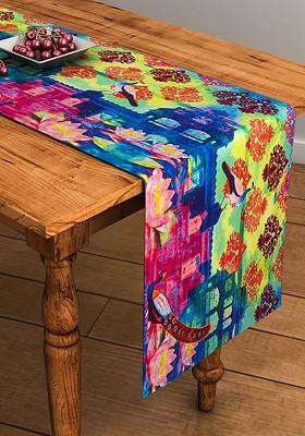 Multicoloured Printed Rectangular Cotton Table Runner