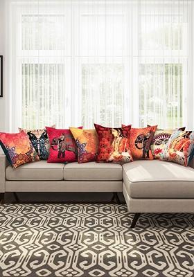 Multicoloured 16 X 16 Set Of 8 Square Cushion Covers