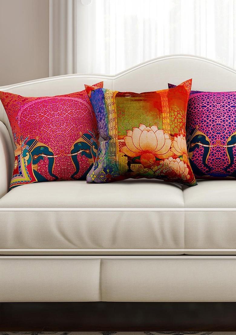 Multicoloured Set Of 3 16 X 16 Square Cushion Covers