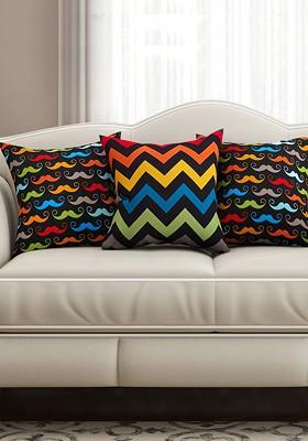 Multicoloured Set Of 3 Printed 16 X 16 Square Cushion Covers
