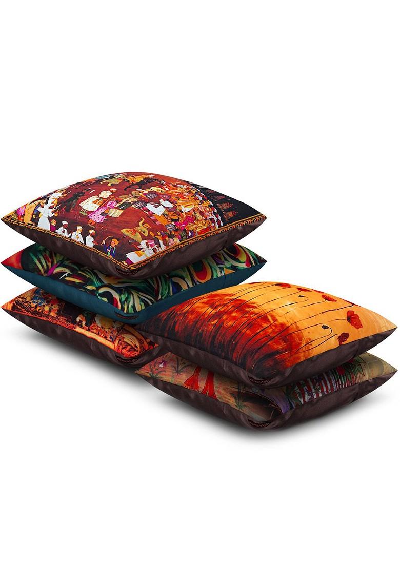 Multicoloured 16 X 16 Set Of 5 Square Printed Cushion Covers