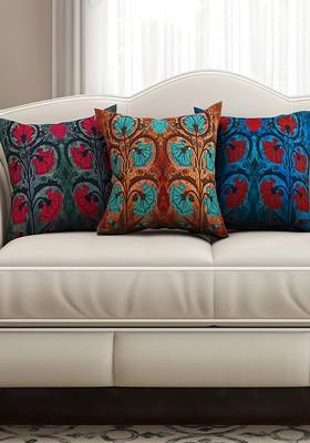Multicoloured Set Of 3 Printed 16 X 16 Square Cushion Covers
