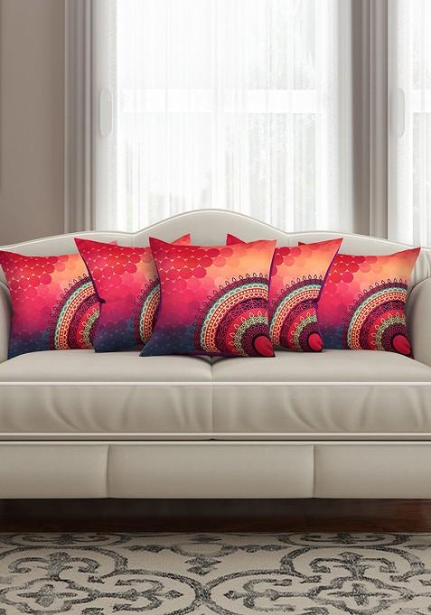 Multicoloured Set Of 5 Printed 16 X 16 Square Cushion Covers