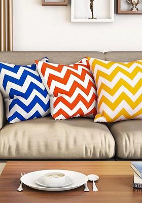 Multicoloured Set Of 3 Printed 16 X 16 Square Cushion Covers