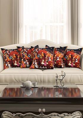 Multicoloured Set Of 5 Printed 16 X 16 Square Cushion Covers