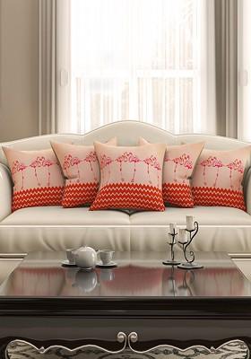 Orange Set Of 5 Printed 16 X 16 Square Cushion Covers