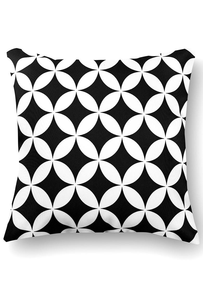 Black And White Set Of 2 Printed 16 X 16 Square Cushion Covers