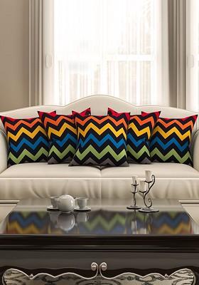 Multicoloured Set Of 5 Printed 16 X 16 Square Cushion Covers