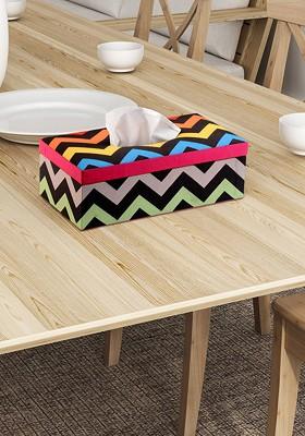 Black Printed Wooden Tissue Paper Box