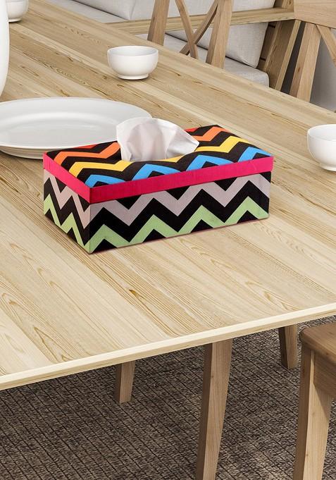 Black Printed Wooden Tissue Paper Box