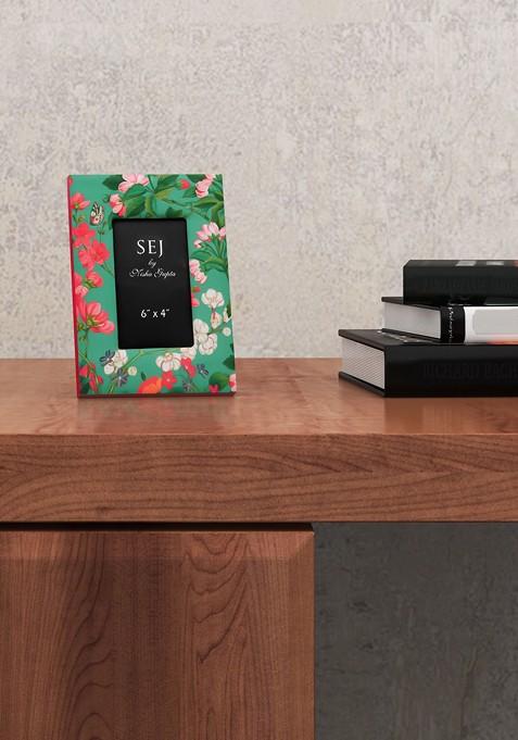 Green And Orange Floral Print Photo Frame