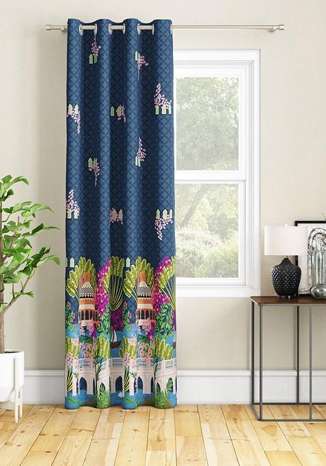 Blue And Pink Door Curtain