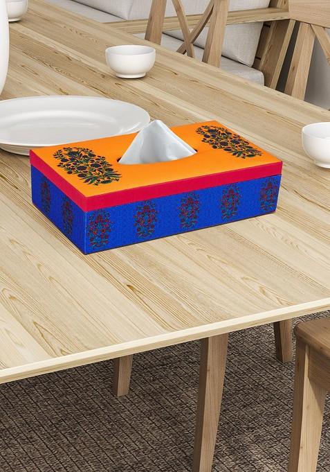 Blue And Mustard Wooden Tissue Holder