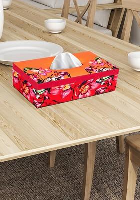 Mustard Orange And Red Printed Tissue Holder