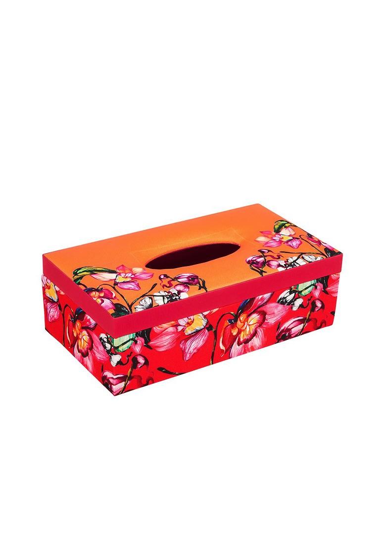 Mustard Orange And Red Printed Tissue Holder