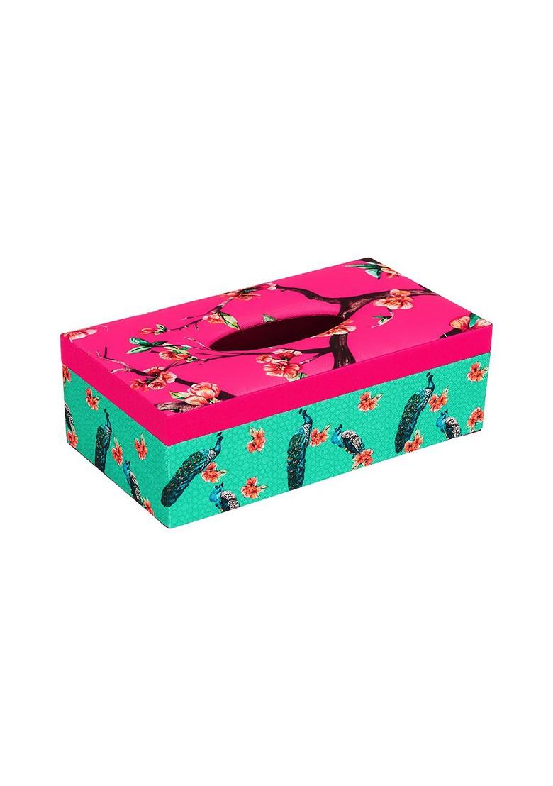 Green And Pink Printed Tissue Holder