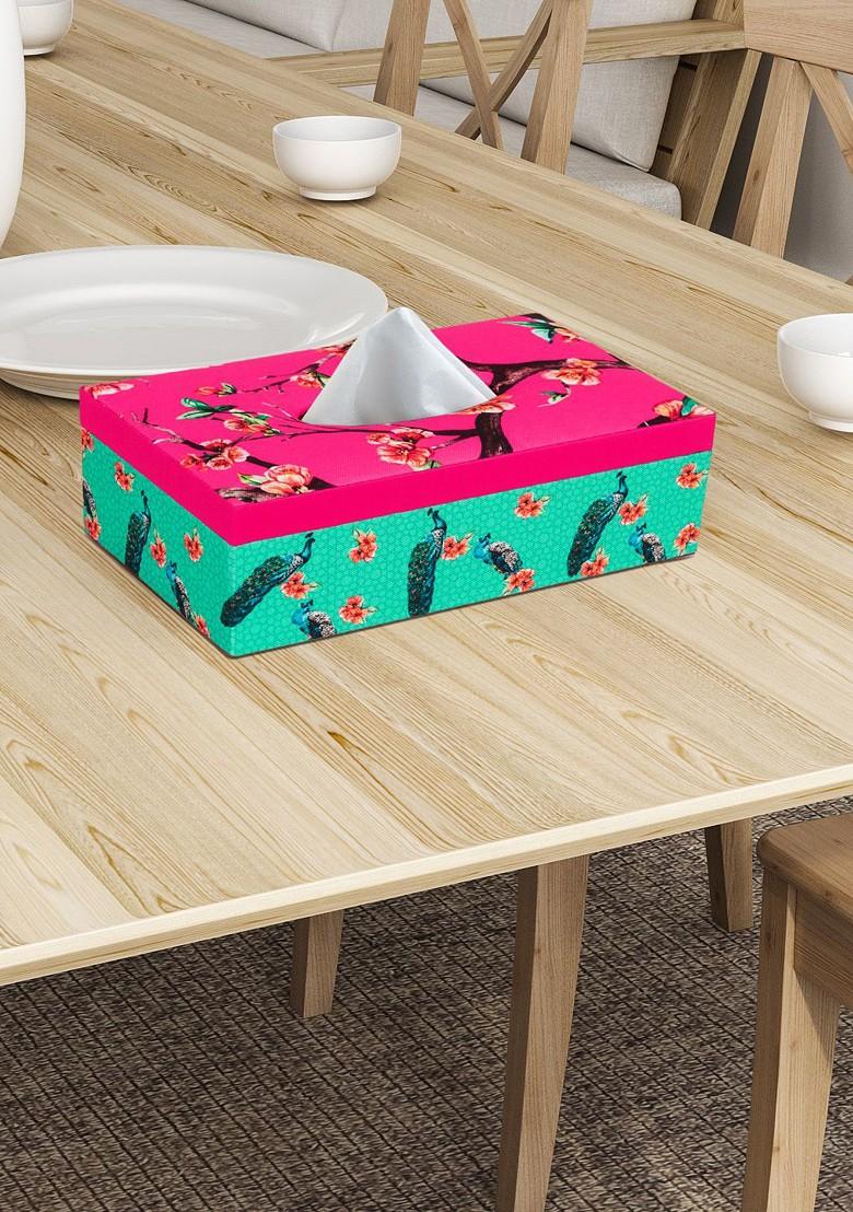 Green And Pink Printed Tissue Holder