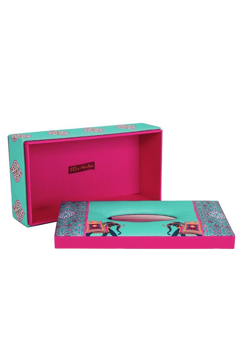 Blue And Pink Printed Tissue Holder