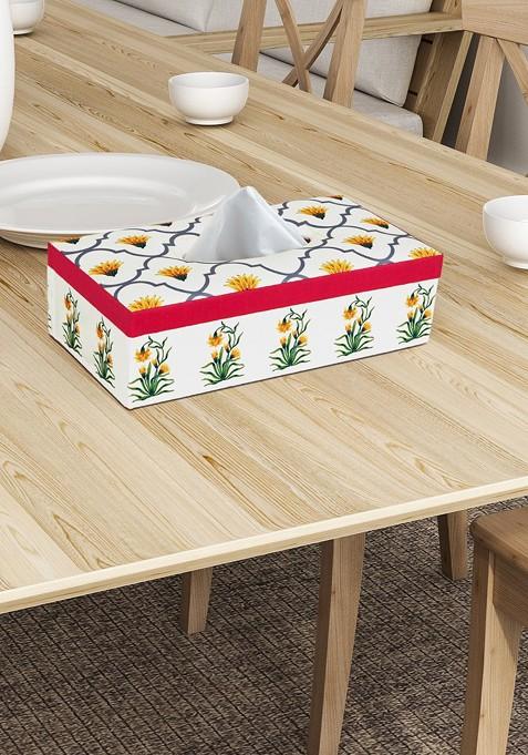 Yellow And Grey Printed Tissue Holder