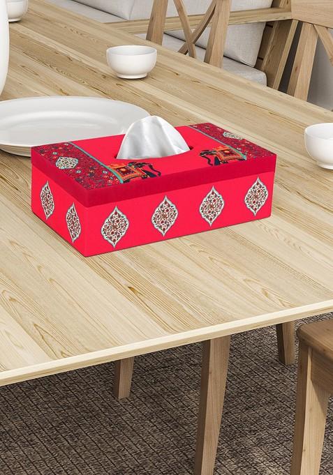Red Printed Tissue Holder