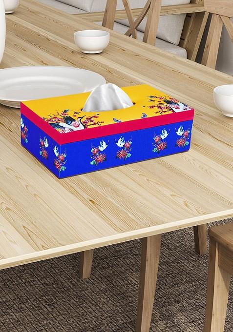 Blue And Yellow Printed Tissue Holder