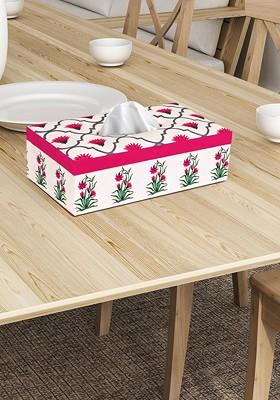 Pink And Grey Wooden Printed Tissue Holder