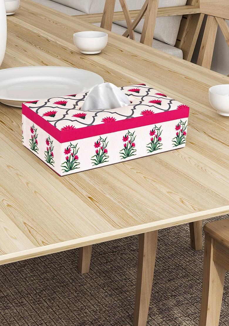 Pink And Grey Wooden Printed Tissue Holder