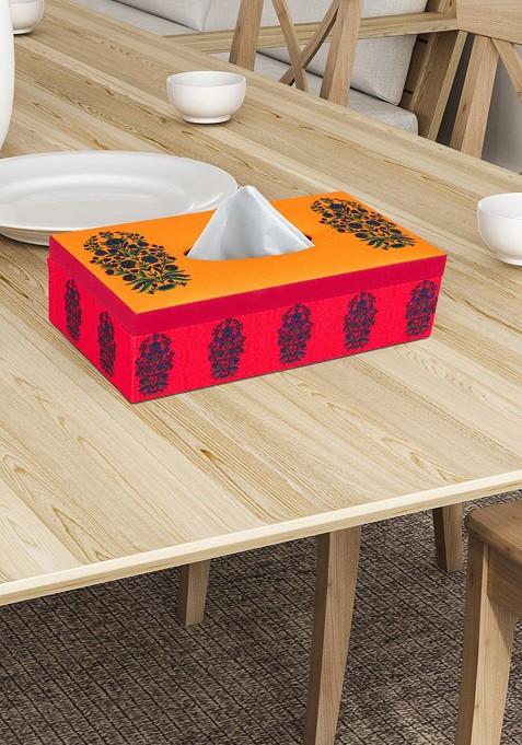 Red And Mustard Yellow Printed Tissue Holder