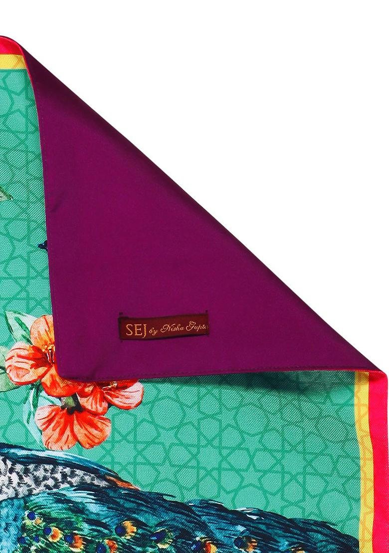 Green And Orange Printed Table Runner