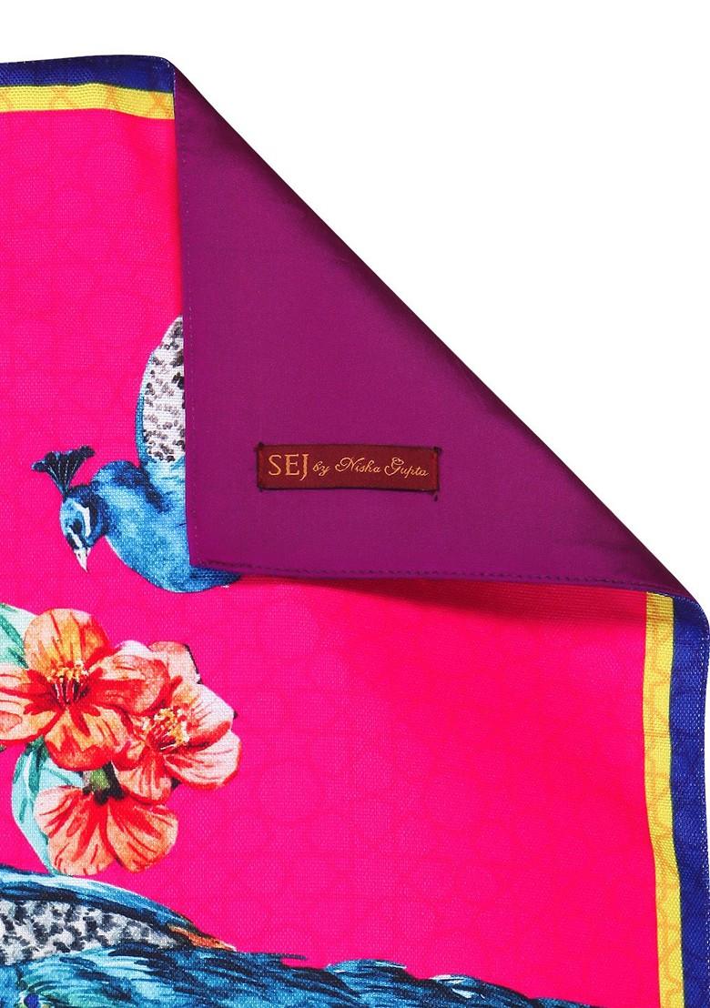 Pink And Blue Printed Table Runner