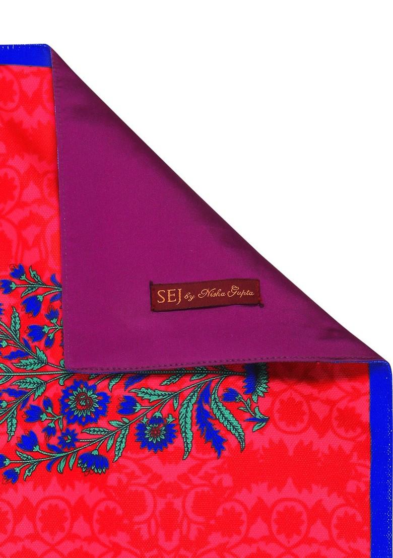 Red And Blue Printed Table Runner