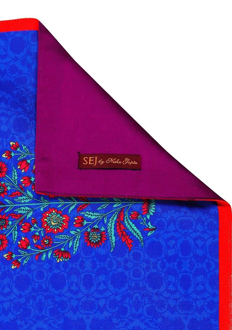 Blue And Red Printed Table Runner