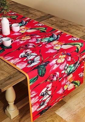 Red And Multicoloured Printed Table Runner