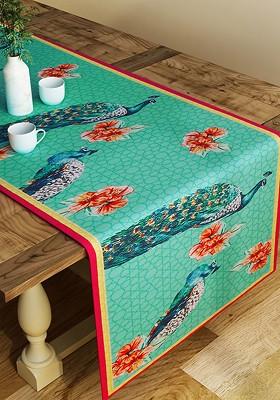 Green And Orange Printed Table Runner