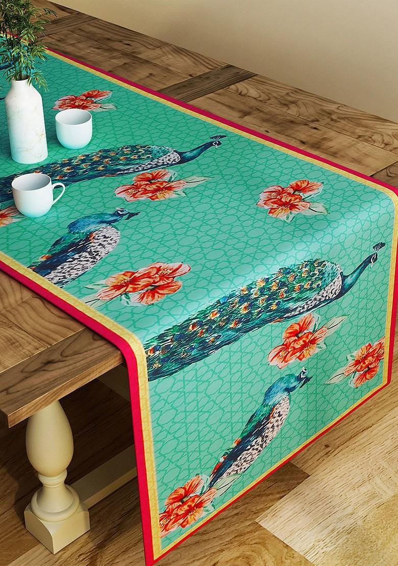 Green And Orange Printed Table Runner