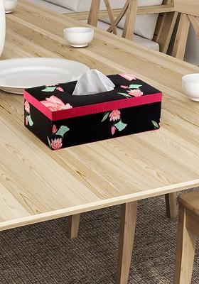 Black Printed Wooden Tissue Paper Box