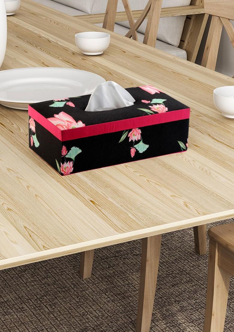 Black Printed Wooden Tissue Paper Box