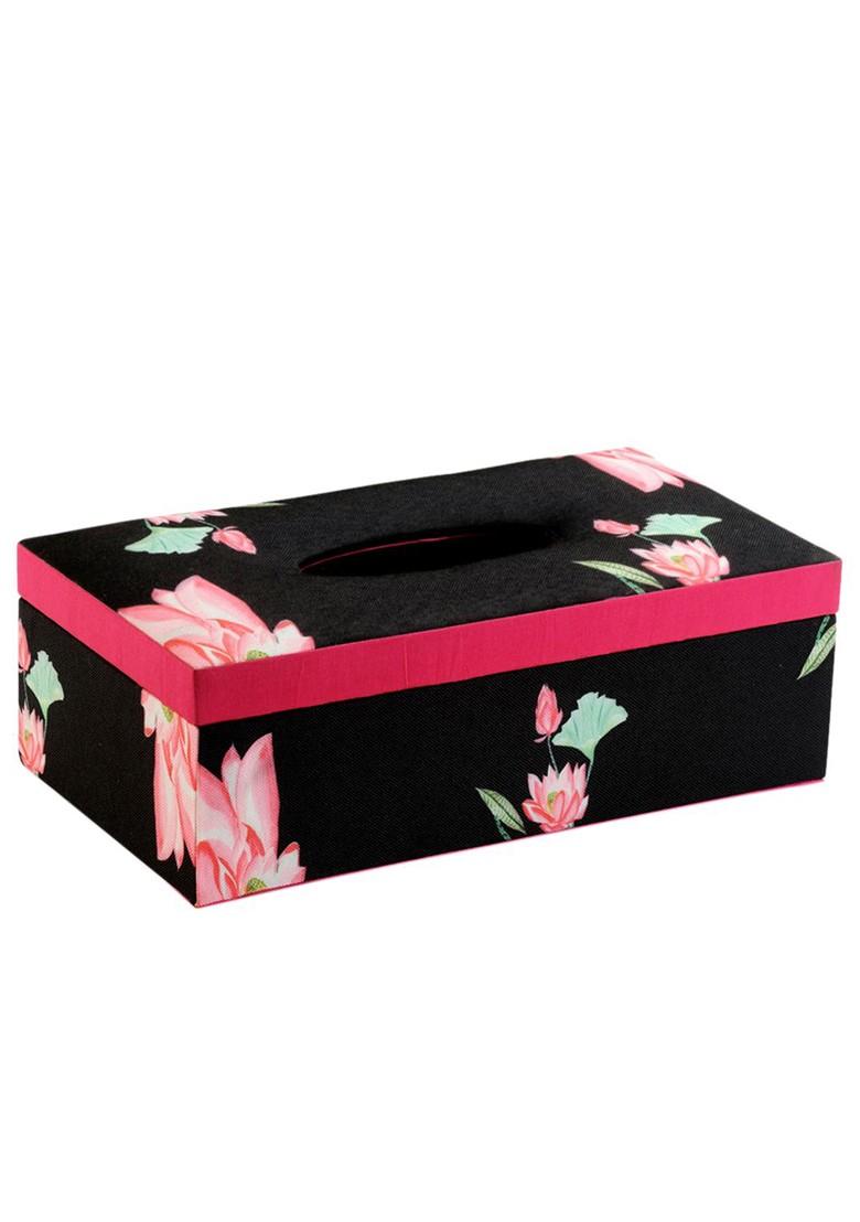 Black Printed Wooden Tissue Paper Box
