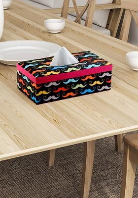 Black Printed Wooden Tissue Paper Box