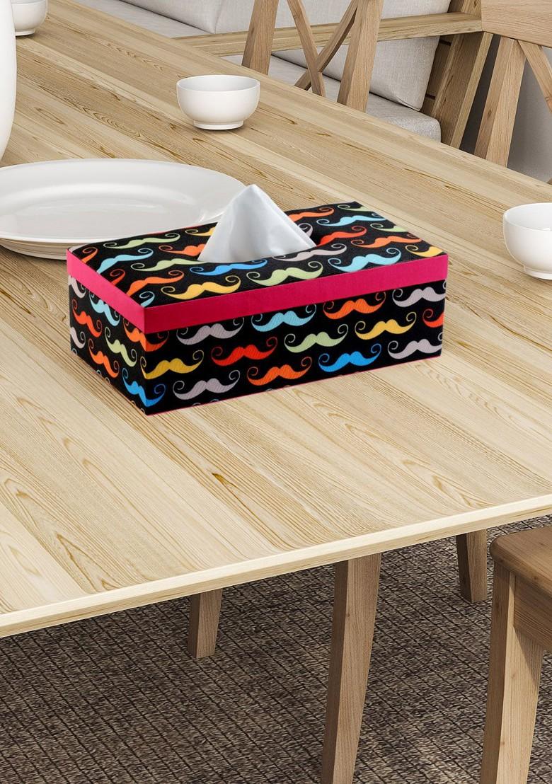 Black Printed Wooden Tissue Paper Box