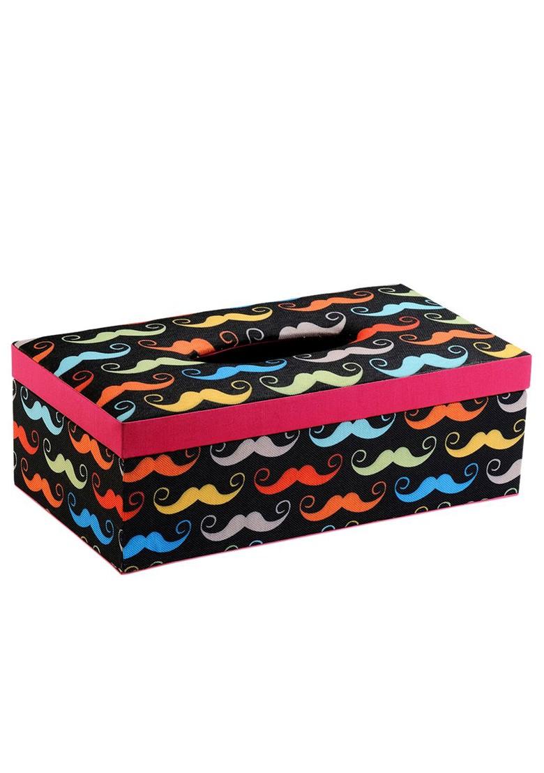Black Printed Wooden Tissue Paper Box