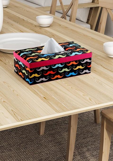 Black Printed Wooden Tissue Paper Box