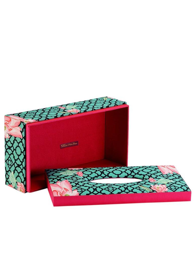 Green Printed Wooden Tissue Paper Box