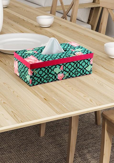 Green Printed Wooden Tissue Paper Box